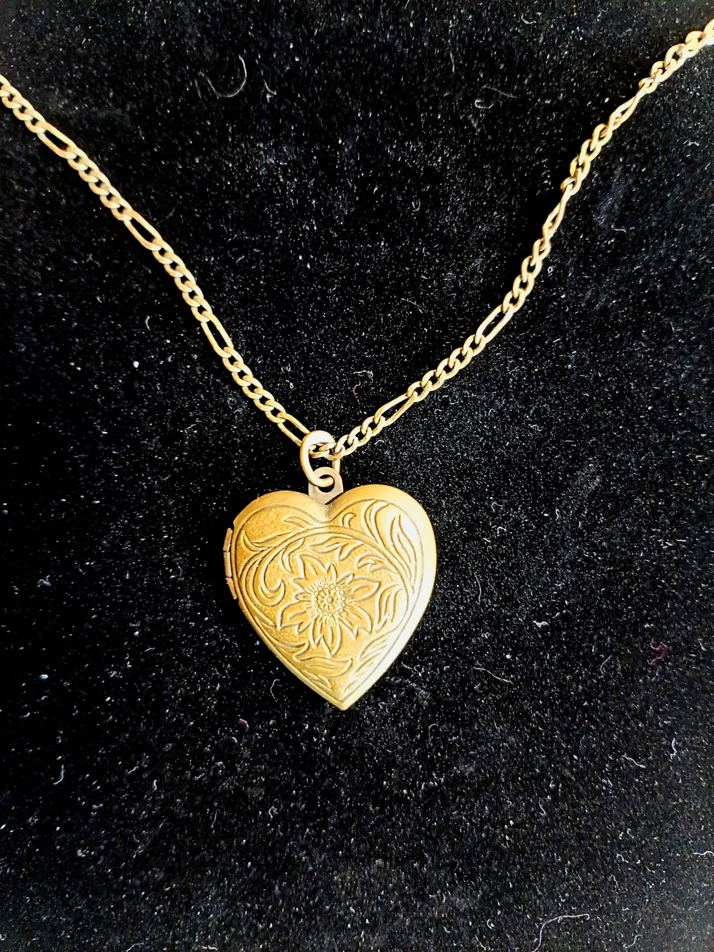 Brass Heart Floral Locket Necklace